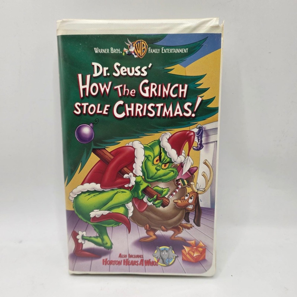 Warner Bros How The Grinch Stole Christmas VHS Kids White Clamshell Dr Seuss